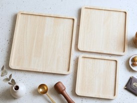 Set 3 bandejas madera cuadradas 